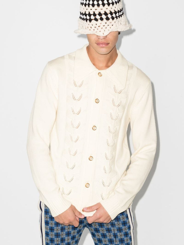 Pearl Leaf Merino Wool Cardigan