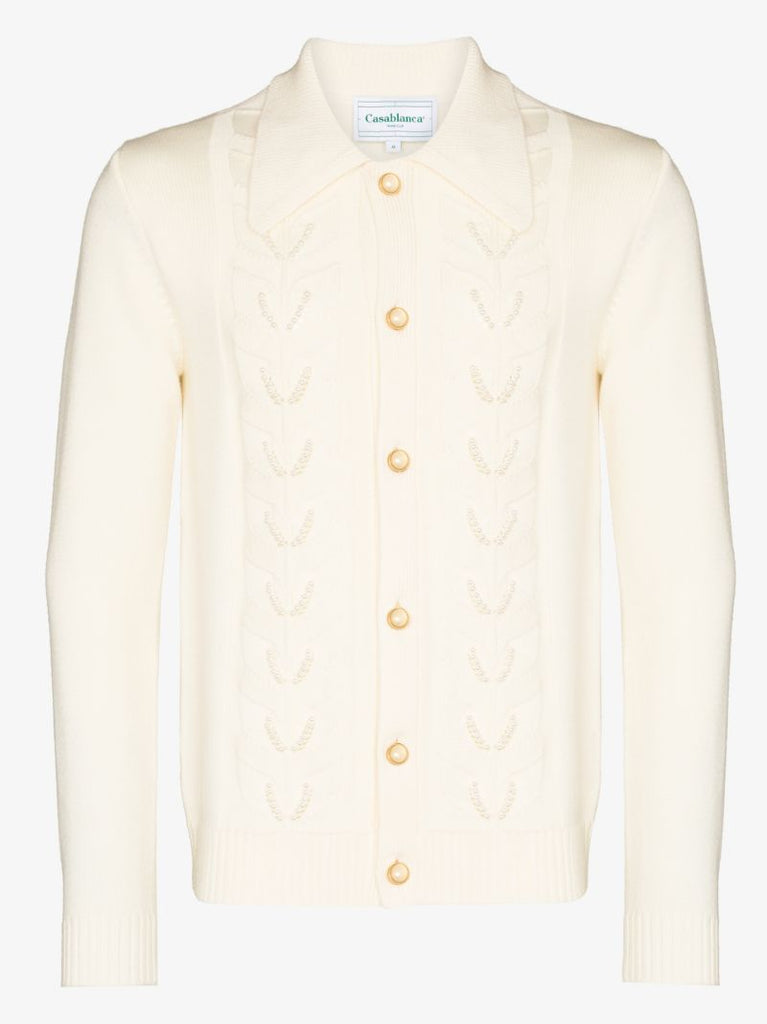 Pearl Leaf Merino Wool Cardigan