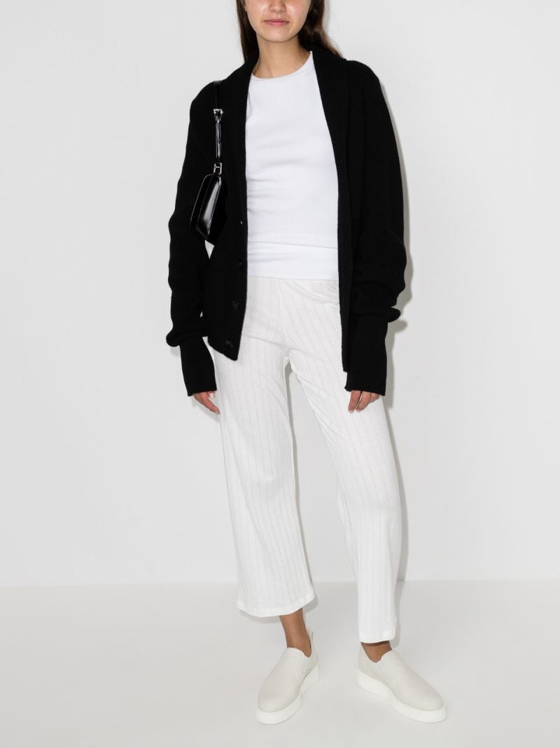 Pointelle Burnout Striped Trousers