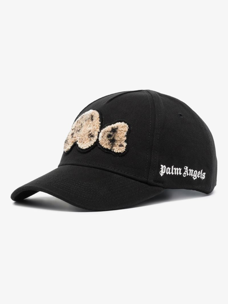 Black Spray Bear Motif Cap