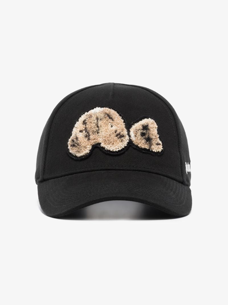 Black Spray Bear Motif Cap
