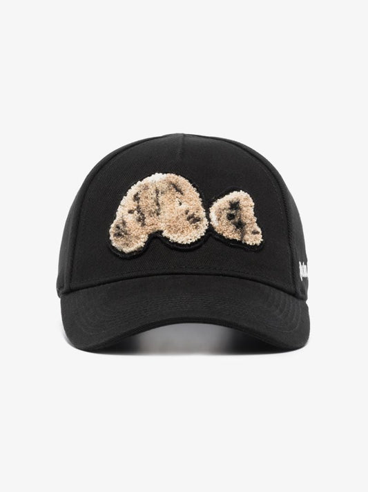 Black Spray Bear Motif Cap