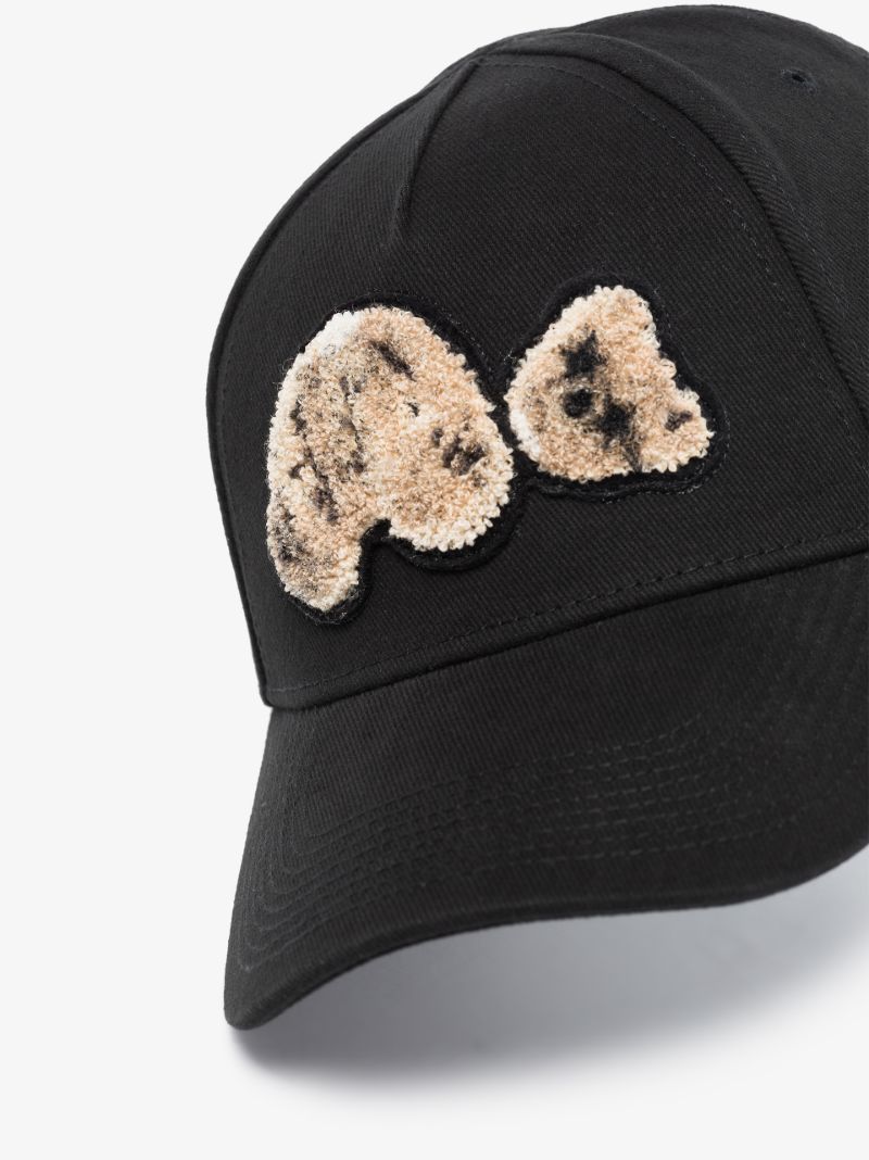 Black Spray Bear Motif Cap