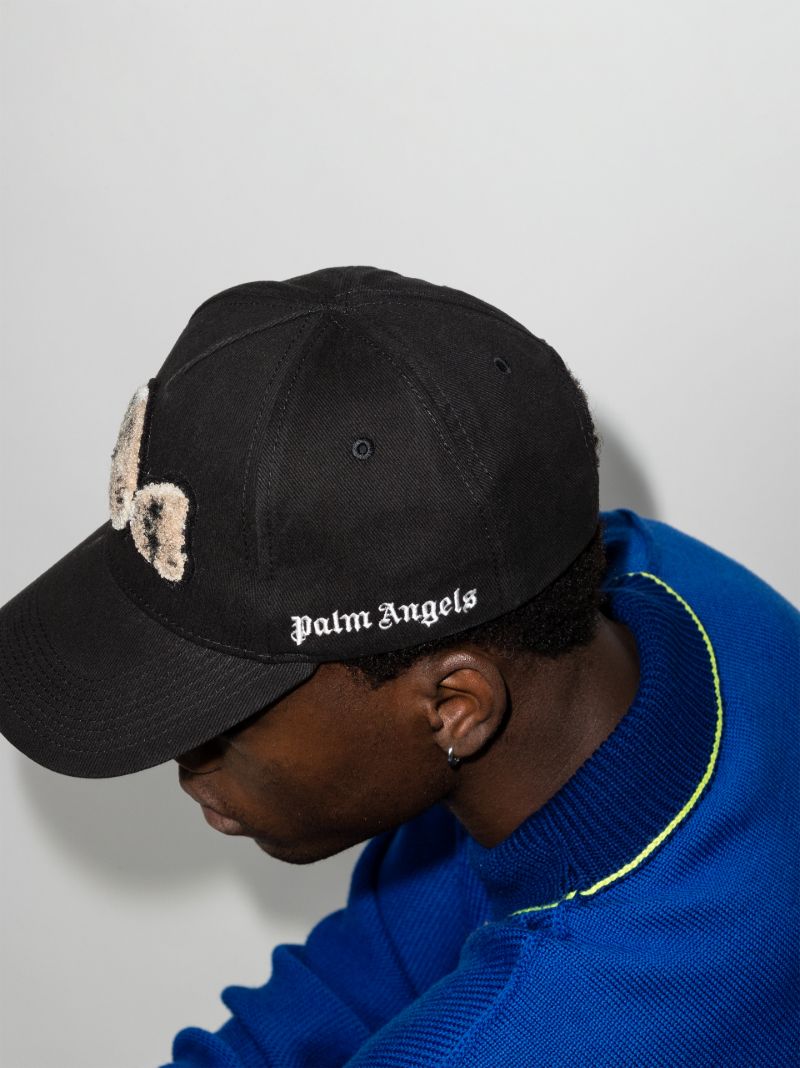 Black Spray Bear Motif Cap