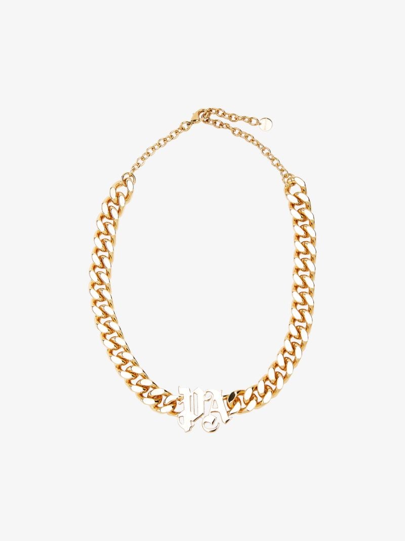 Gold Tone Logo Chain Necklace