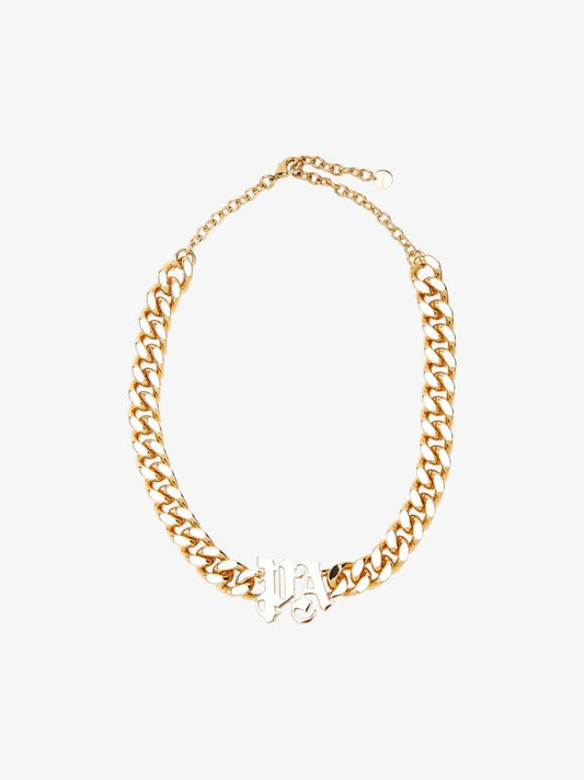 Gold Tone Logo Chain Necklace