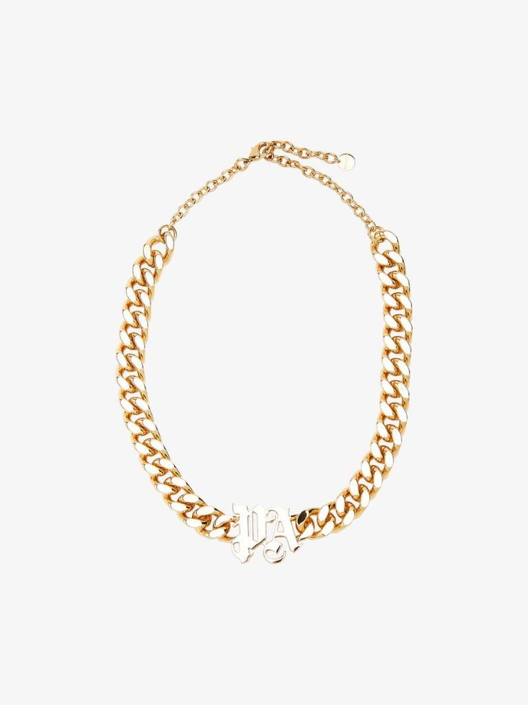 Gold Tone Logo Chain Necklace