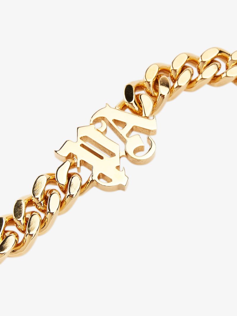 Gold Tone Logo Chain Necklace