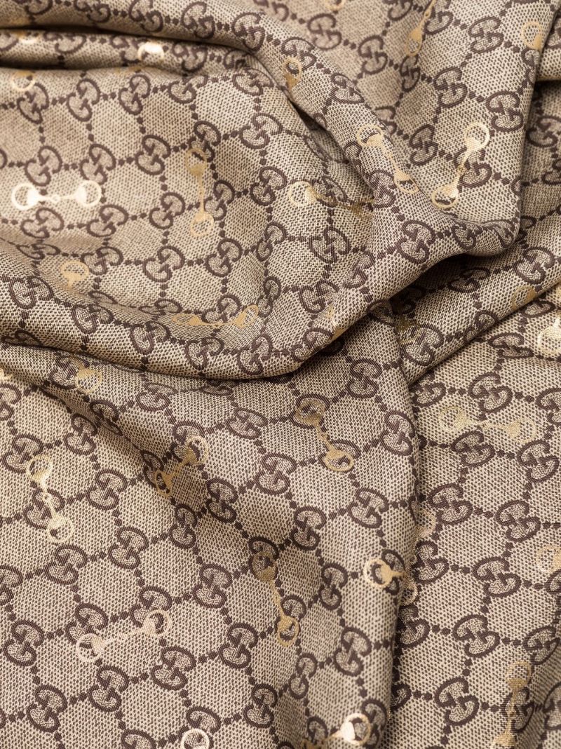 Neutral Gg Horsebit Print Silk Scarf