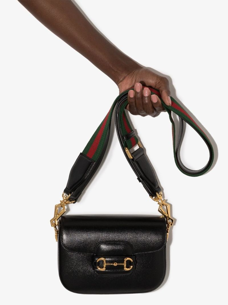 Black Horsebit 1955 Mini Leather Shoulder Bag