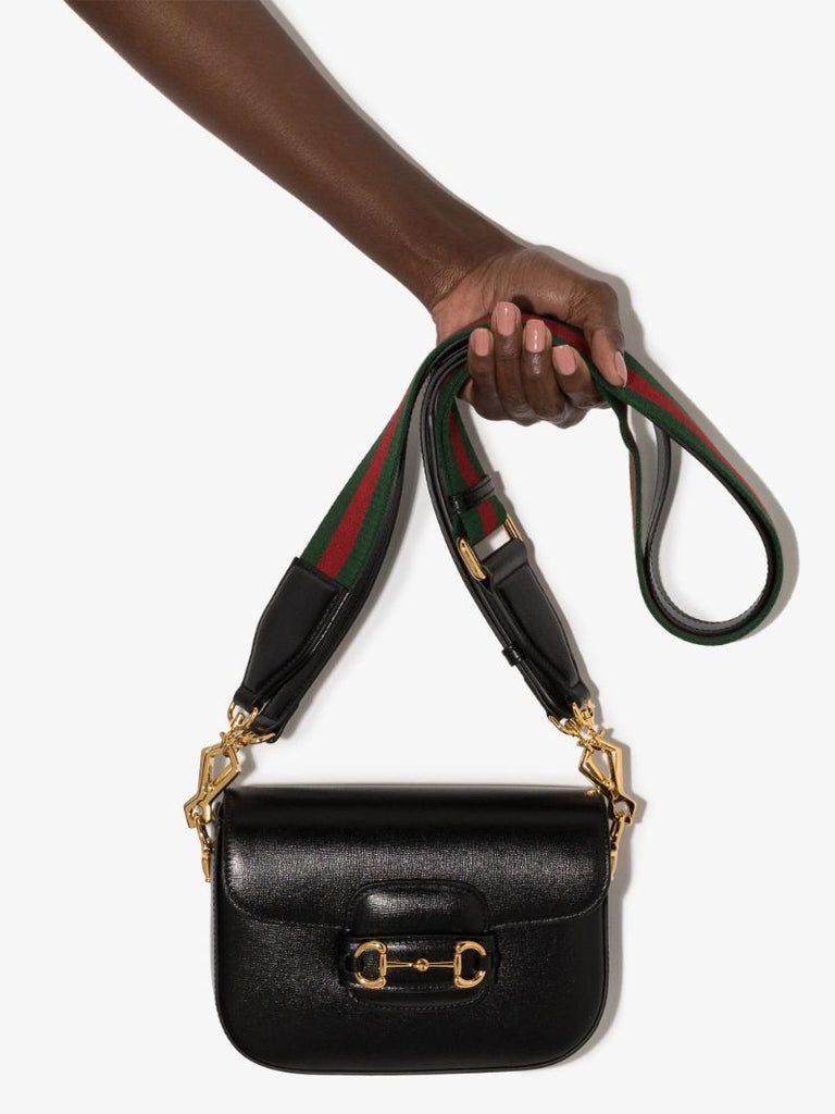 Black Horsebit 1955 Mini Leather Shoulder Bag