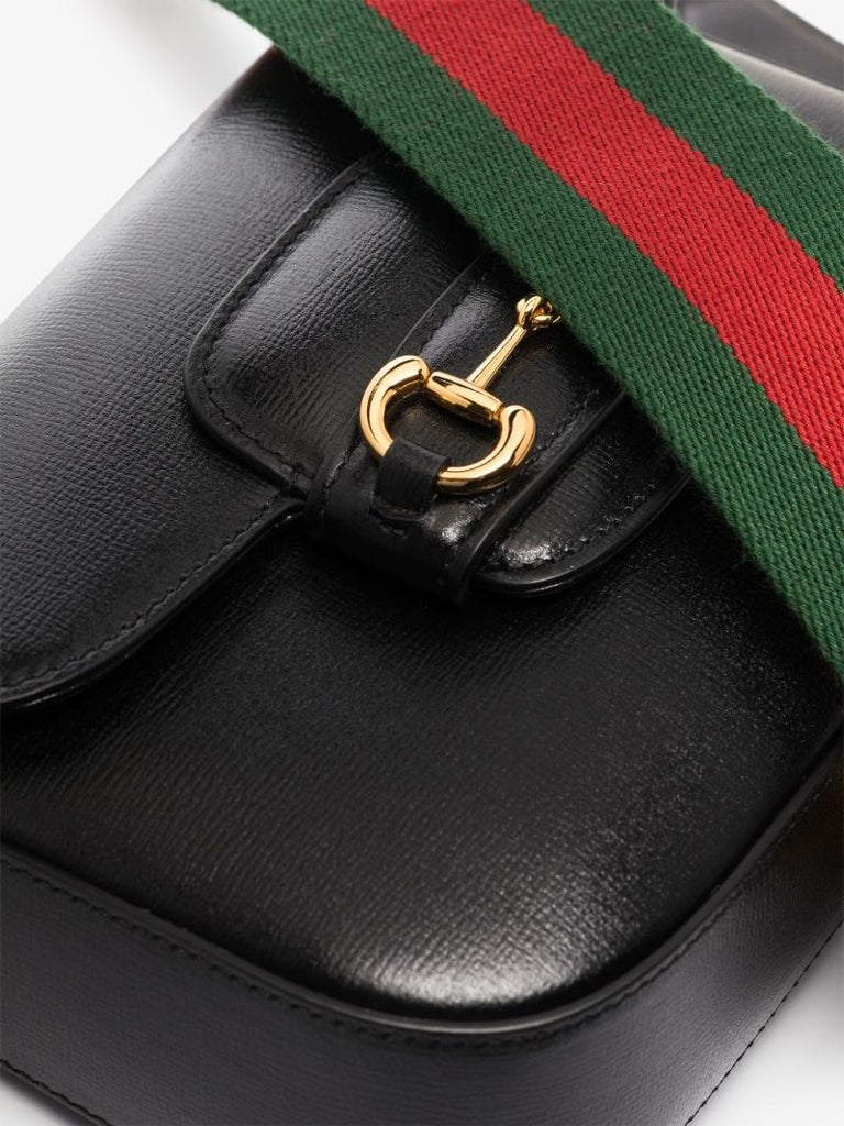 Black Horsebit 1955 Mini Leather Shoulder Bag
