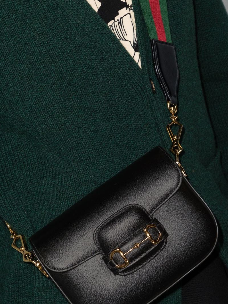 Black Horsebit 1955 Mini Leather Shoulder Bag
