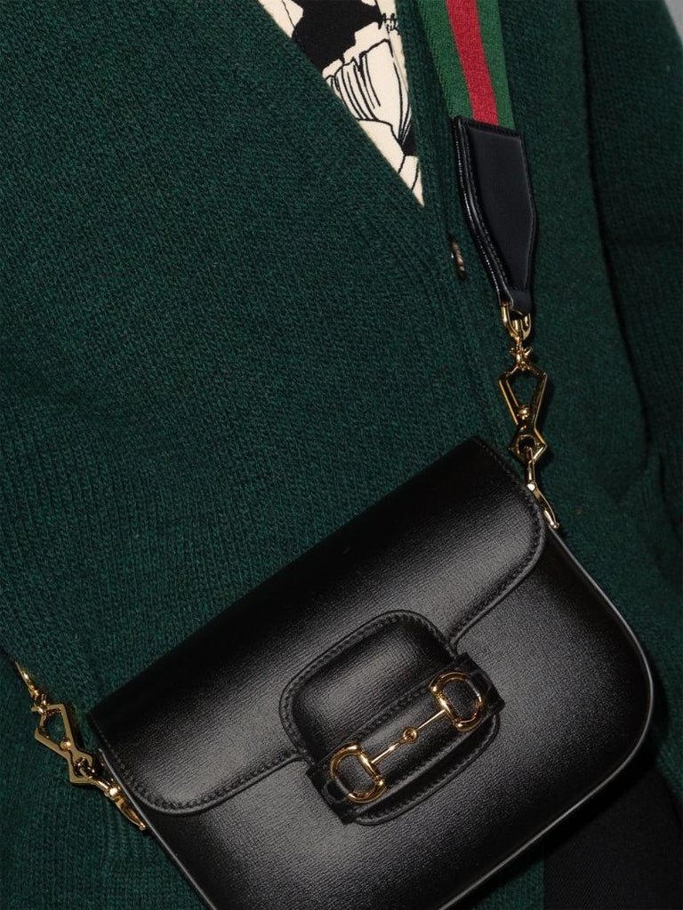 Black Horsebit 1955 Mini Leather Shoulder Bag