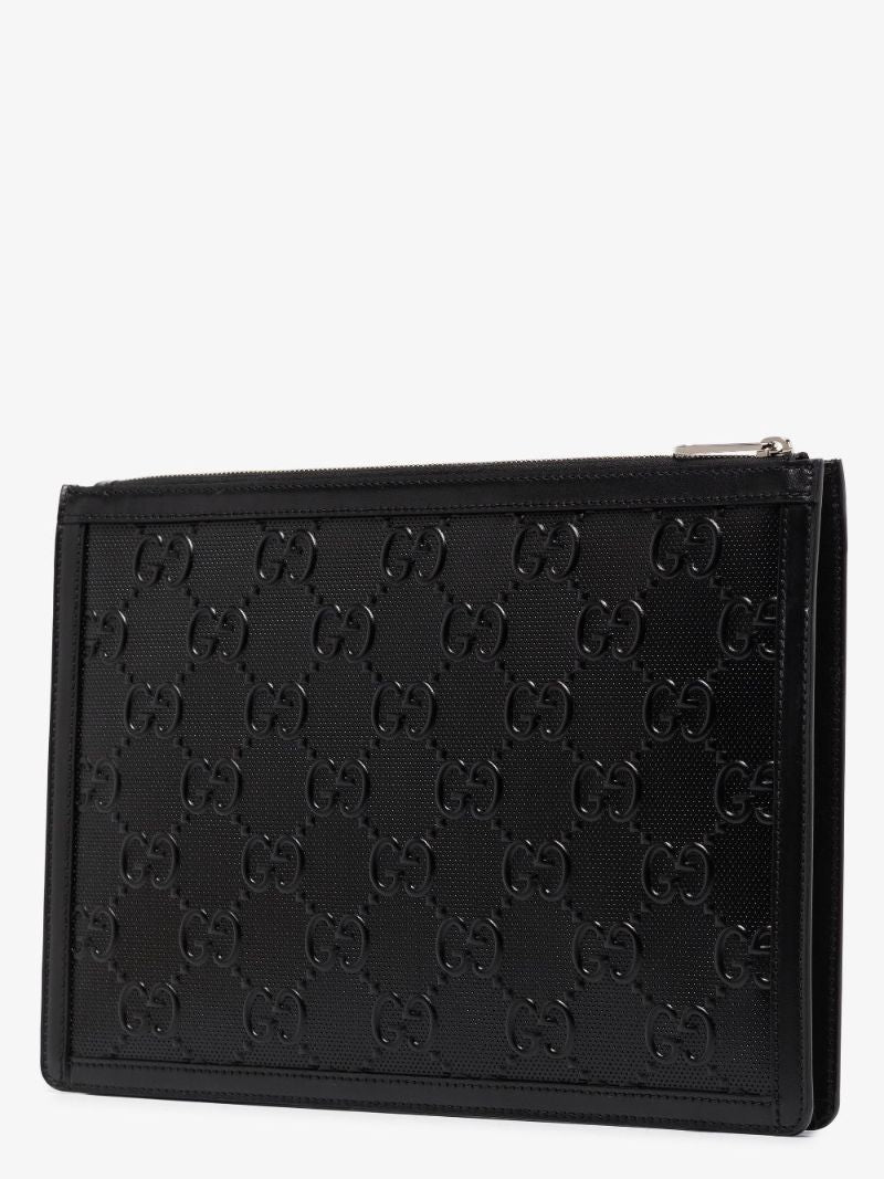 Black Gg Leather Pouch Bag