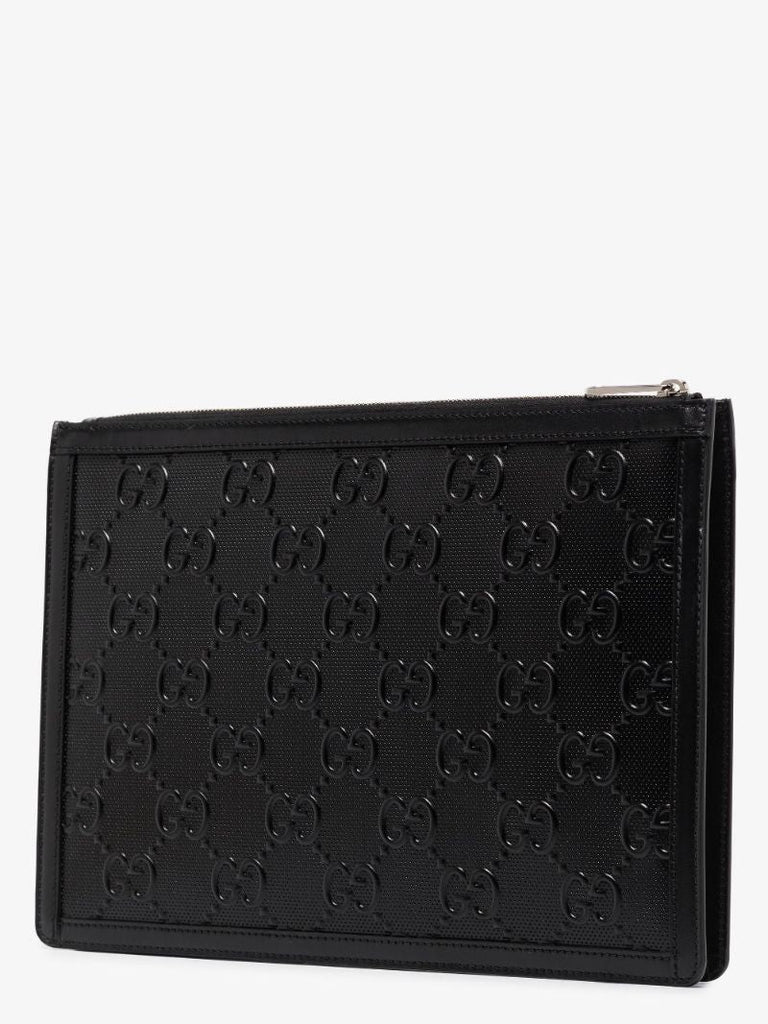 Black Gg Leather Pouch Bag