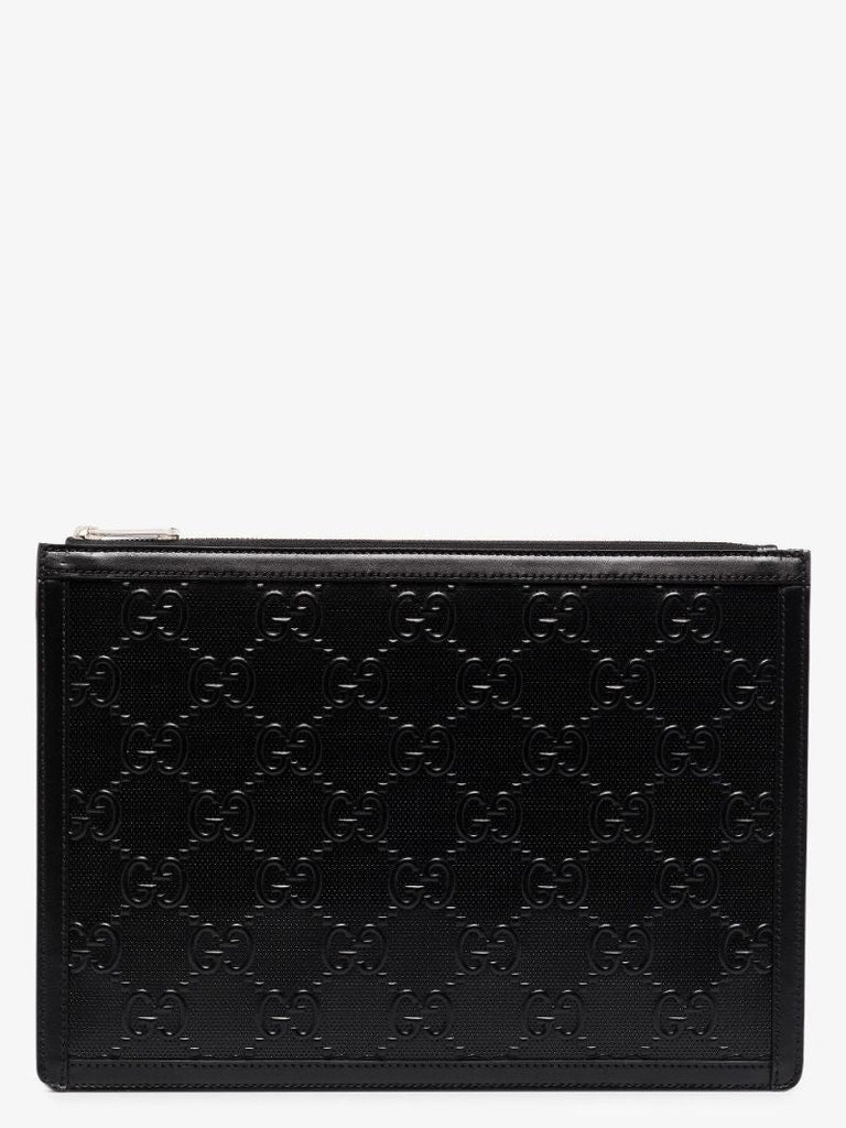 Black Gg Leather Pouch Bag