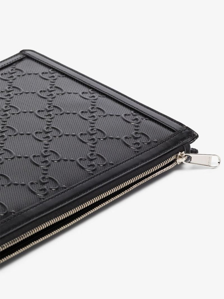 Black Gg Leather Pouch Bag