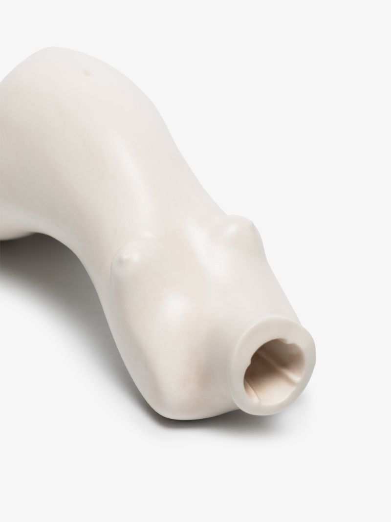 White Tit for Tat Short Earthenware Candlestick
