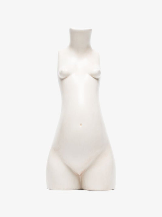 White Tit for Tat Short Earthenware Candlestick
