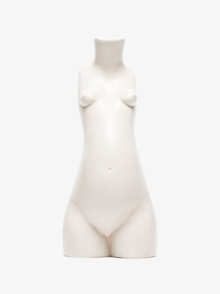 White Tit for Tat Short Earthenware Candlestick