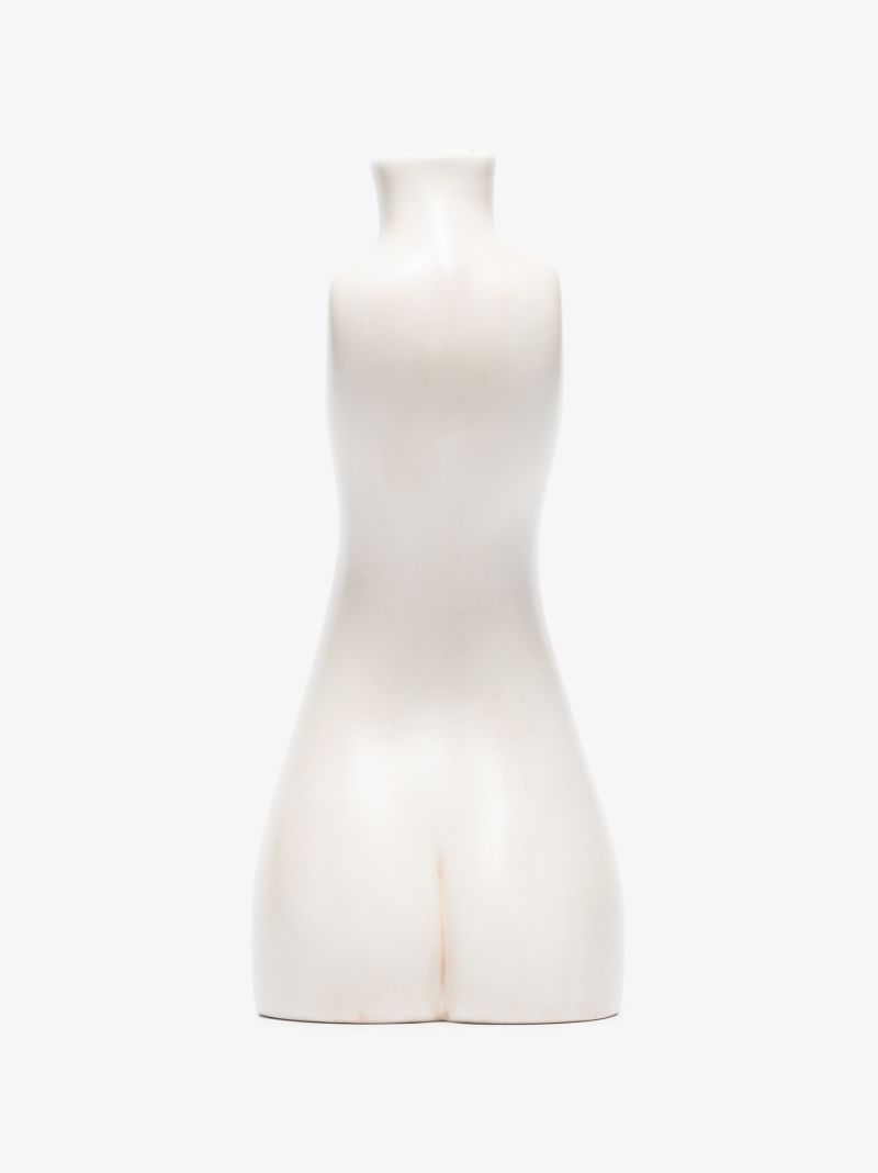 White Tit for Tat Short Earthenware Candlestick