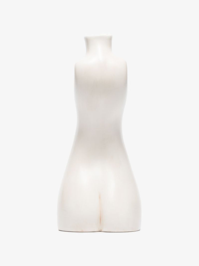 White Tit for Tat Short Earthenware Candlestick