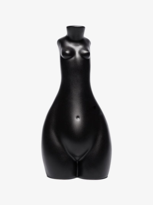 Black Tit for Tat Tall Earthenware Candlestick