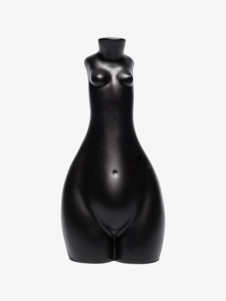 Black Tit for Tat Tall Earthenware Candlestick