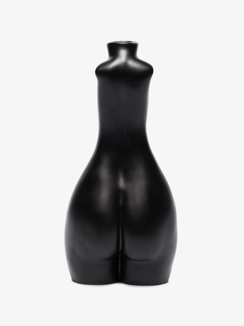 Black Tit for Tat Tall Earthenware Candlestick