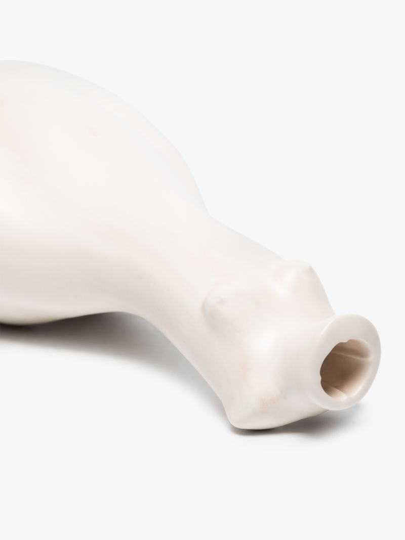 White Tit for Tat Tall Earthenware Candlestick