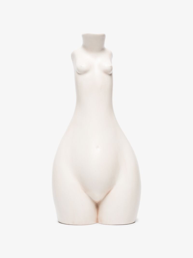 White Tit for Tat Tall Earthenware Candlestick
