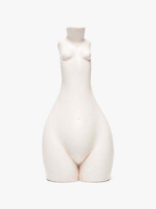 White Tit for Tat Tall Earthenware Candlestick
