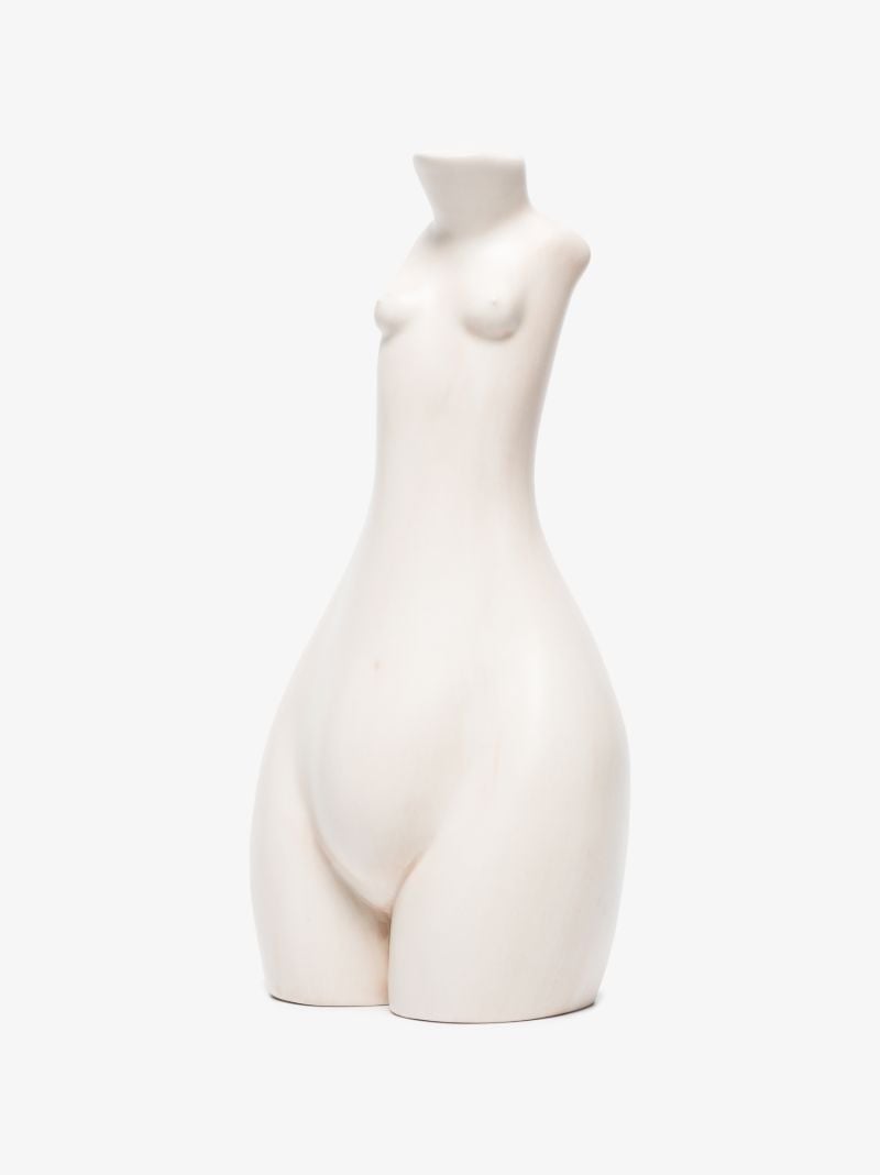 White Tit for Tat Tall Earthenware Candlestick