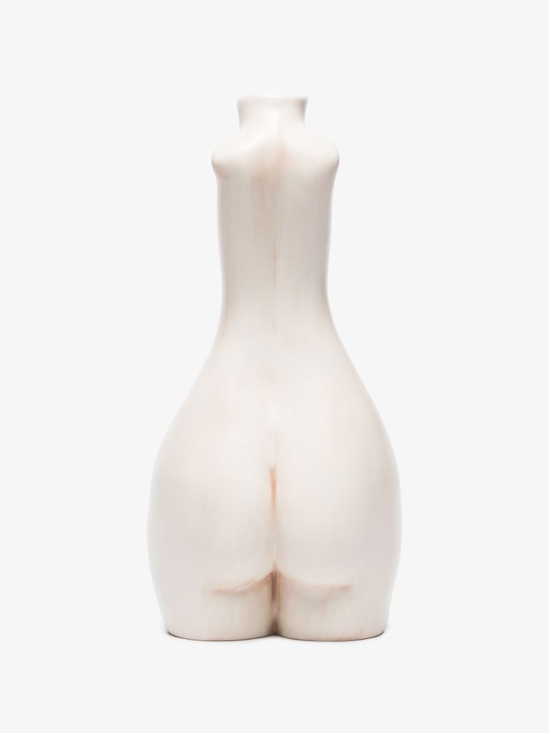 White Tit for Tat Tall Earthenware Candlestick