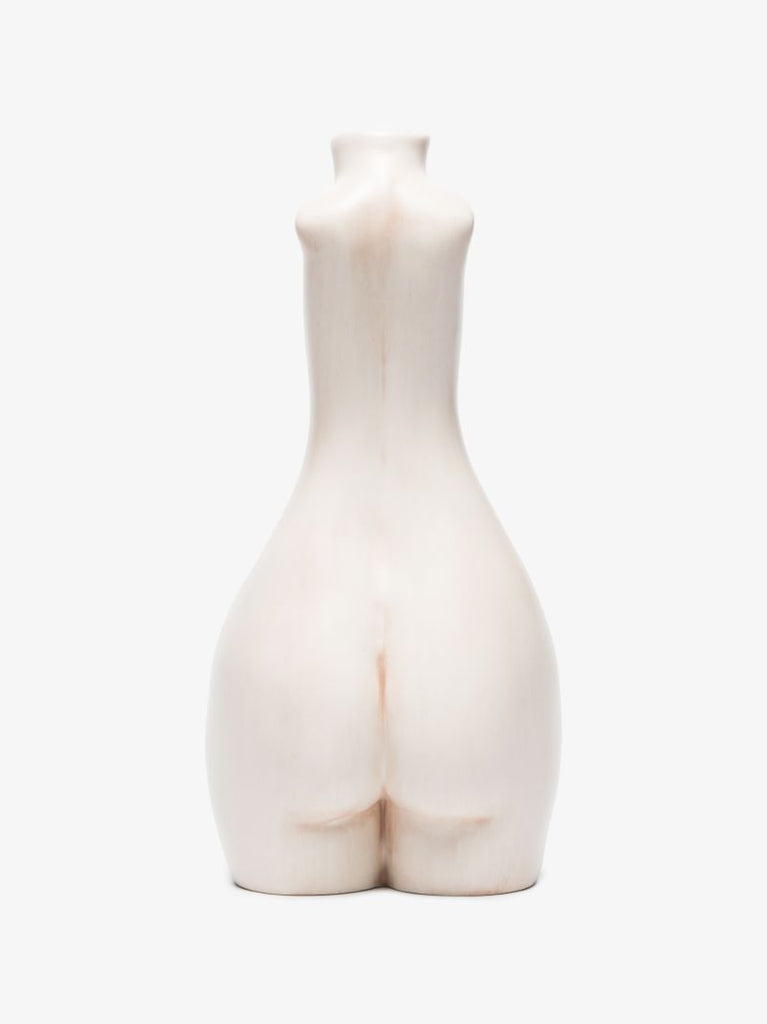 White Tit for Tat Tall Earthenware Candlestick