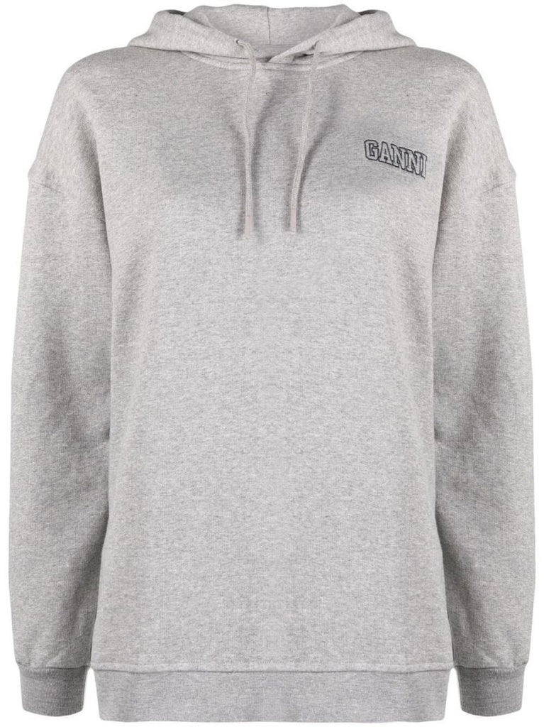 Grey Logo-embroidered Hoodie