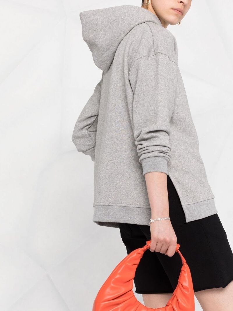 Grey Logo-embroidered Hoodie