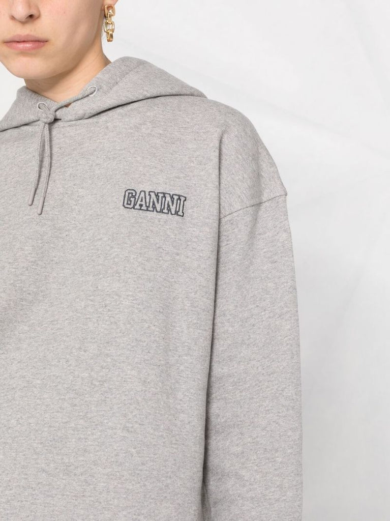 Grey Logo-embroidered Hoodie