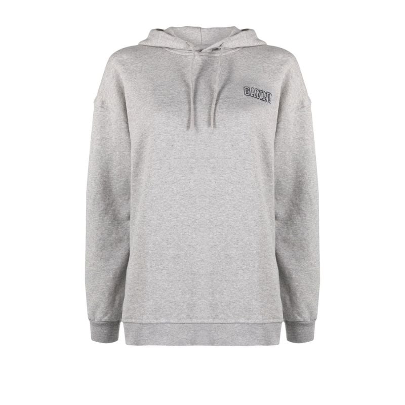 Grey Logo-embroidered Hoodie