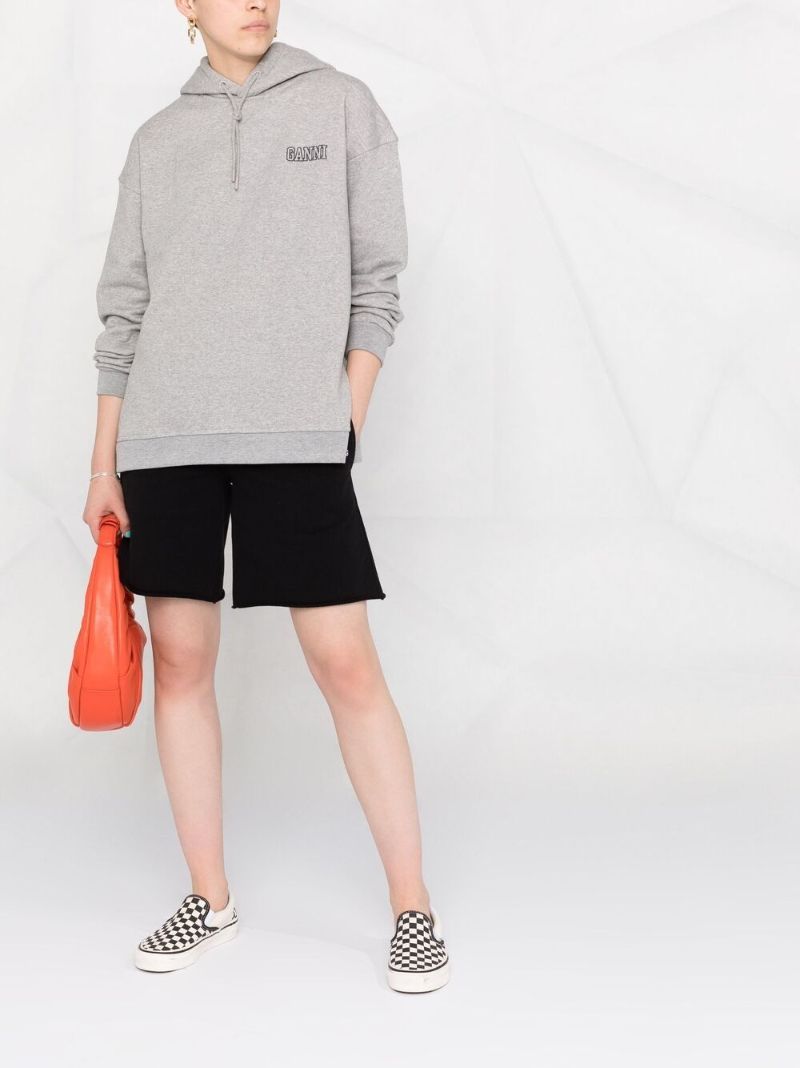 Grey Logo-embroidered Hoodie
