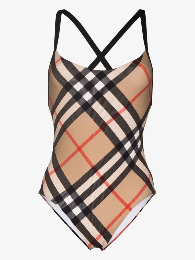 Neutral Vintage Check Swimsuit