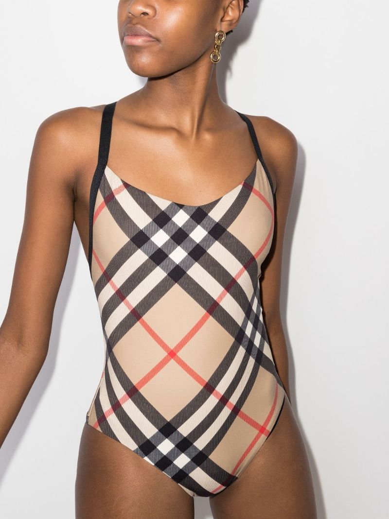 Neutral Vintage Check Swimsuit