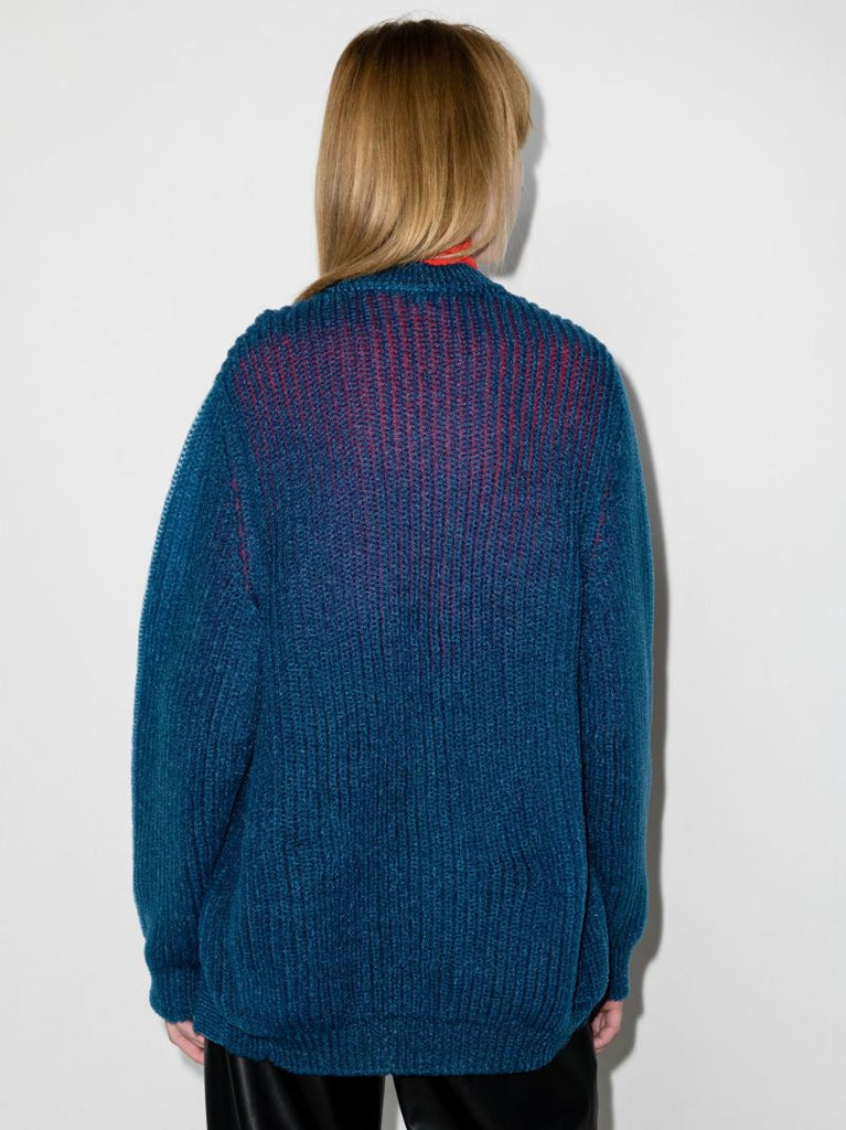 Blue Cut-out Knit Sweater