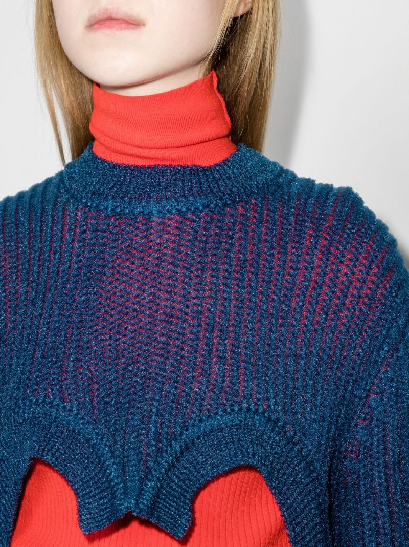 Blue Cut-out Knit Sweater