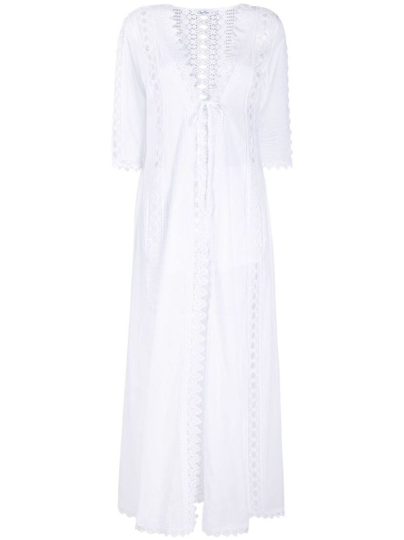 White Ali Guipure Lace Cotton Dress