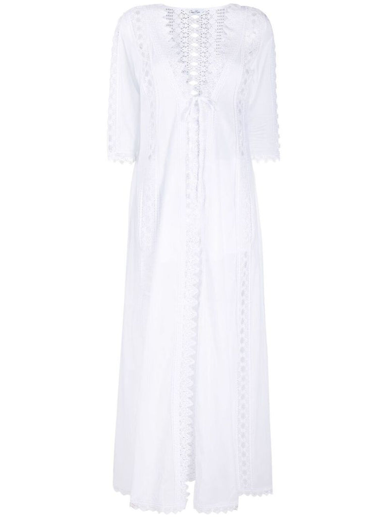 White Ali Guipure Lace Cotton Dress