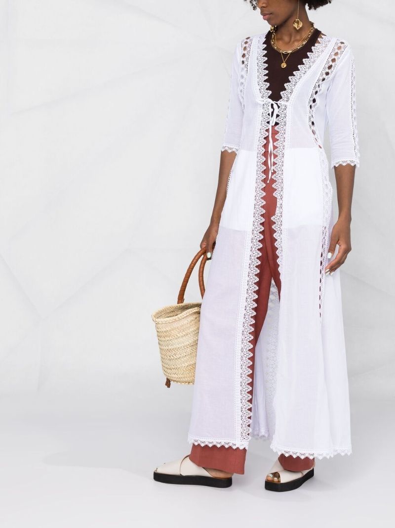 White Ali Guipure Lace Cotton Dress