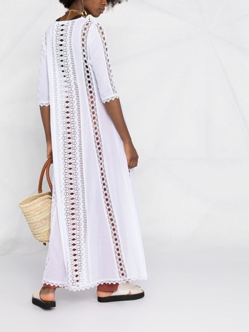 White Ali Guipure Lace Cotton Dress