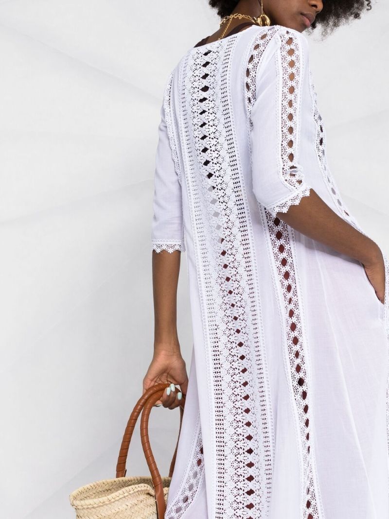 White Ali Guipure Lace Cotton Dress